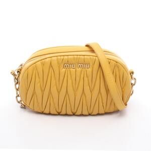Miu Miu Matelasse Shoulder Bag Lambskin Leather Yellow